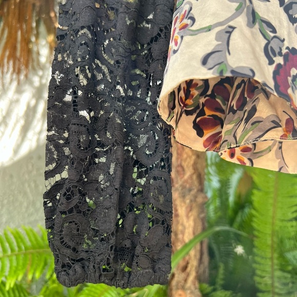 Rodarte White and Burgundy Floral Print Silk Charmeuse Blouse with Collar | FW16 - Picture 8 of 16